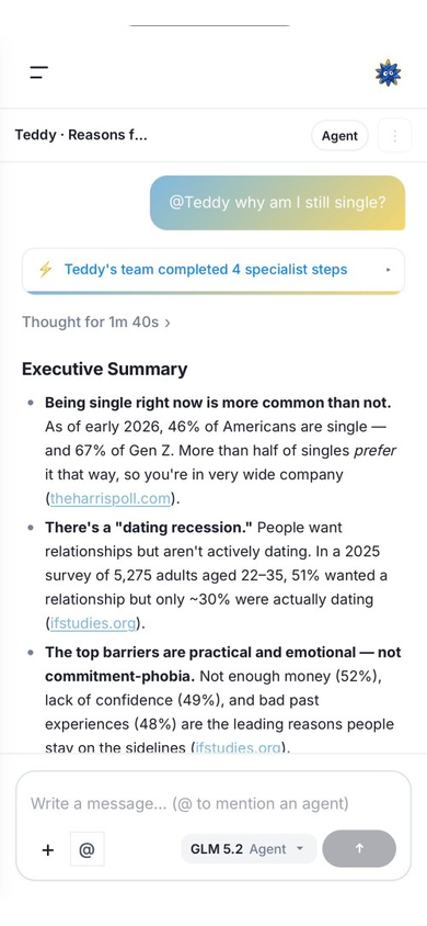 Minion AI — Teddy completed specialist steps with executive summary